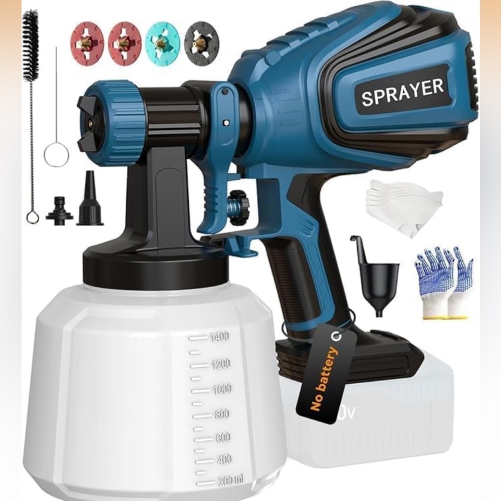 Cordless Paint Sprayer in Dewalt 20V max battery for house painting